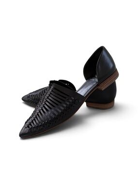 Vince Camuto Black Woven Pointed D'Orsay Flats
